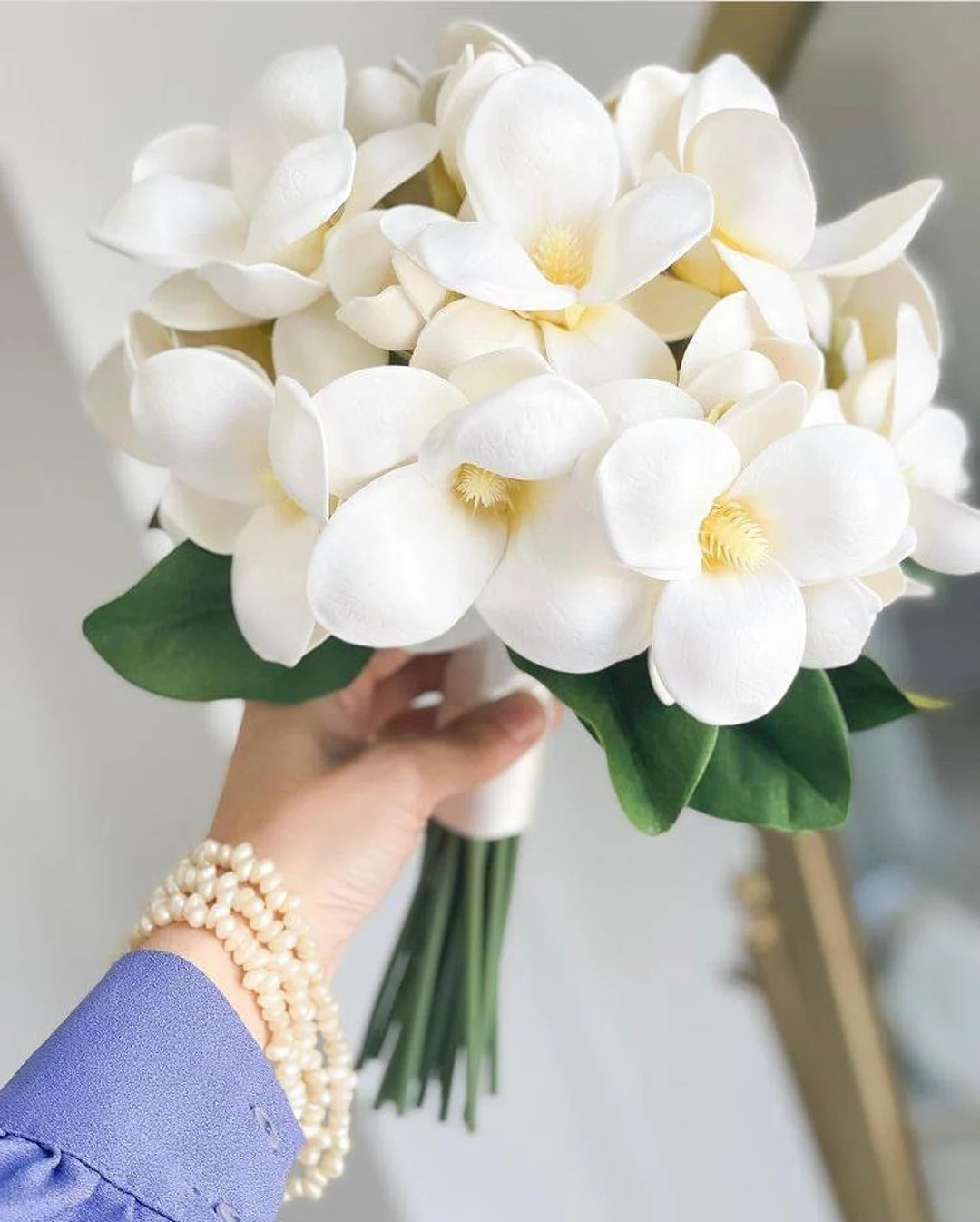 magnolia bouquet, simple and elegant bouquet, wedding | Etsy (US)