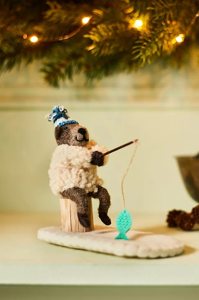 Ice Fishing Friend Felt Ornament | Anthropologie (US)