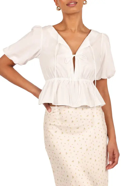 Petal & Pup Pippi Cotton Peplum Top in Cloud White at Nordstrom, Size X-Large | Nordstrom