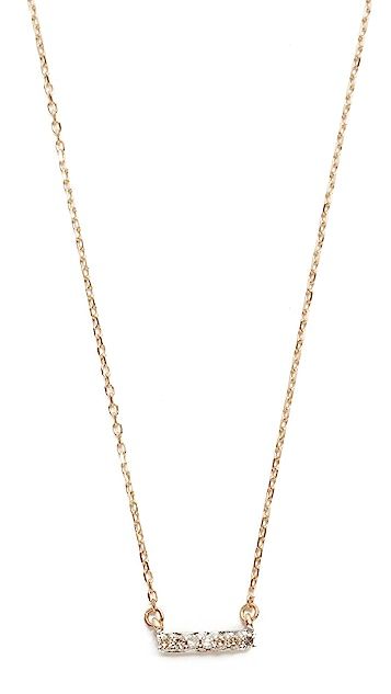 Super Tiny 14k Gold Pave Bar Necklace | Shopbop