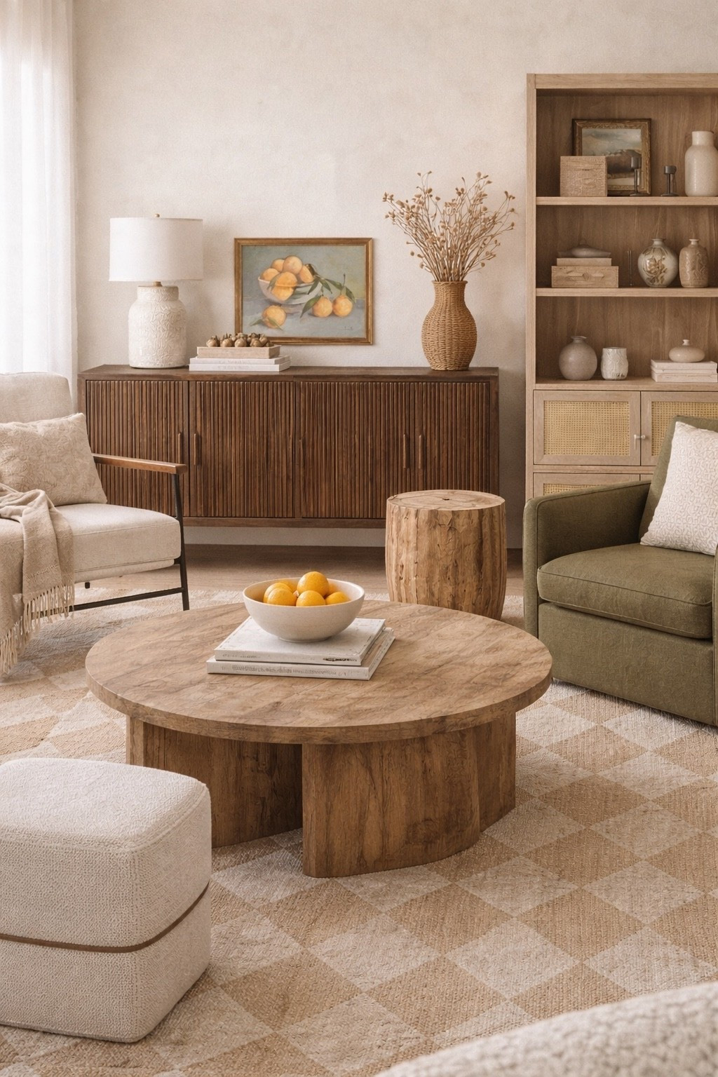 This is one of my favorite ways to style a living room: earthy tones, warm wood furniture, and soft neutral textures. The round coffee table anchors the space while accent chairs, woven decor, and a statement sideboard add depth and warmth. A mix of sculptural decor and natural materials makes the whole room feel relaxed but thoughtfully styled.

#targethomefinds #livingroominspo #neutraldecor #cozylivingroom #warmmodern

#LTKHome #LTKSaleAlert #LTKSeasonal