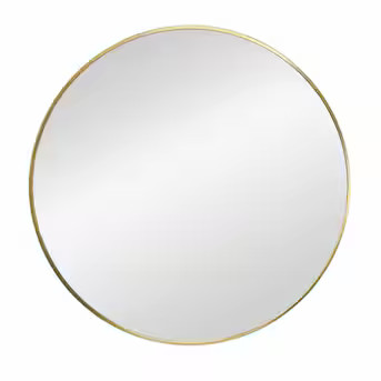 Origin 21 28-in W x 28-in H Round Brush Gold Framed Wall Mirror | Lowe's
