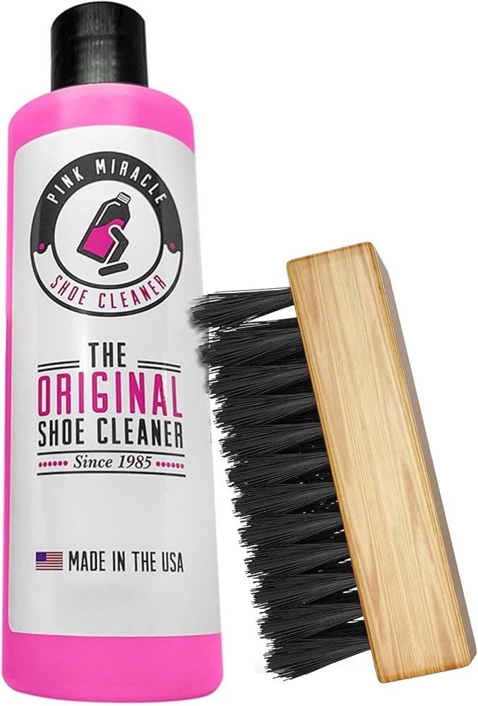Pink Miracle Shoe Cleaner Kit with Bottle and Brush For Fabric Cleaner For Leather, Whites, Suede an | Amazon (US)