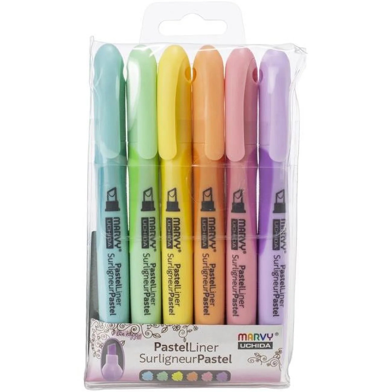 Marvy Uchida Pastel Liner 3-Way Chisel Tip Highlighters Set, 6 Assorted Colors | Walmart (US)