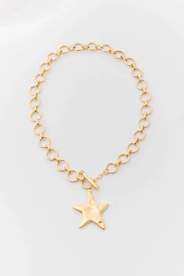 Gold Chunky Hammered Star Necklace | Avara