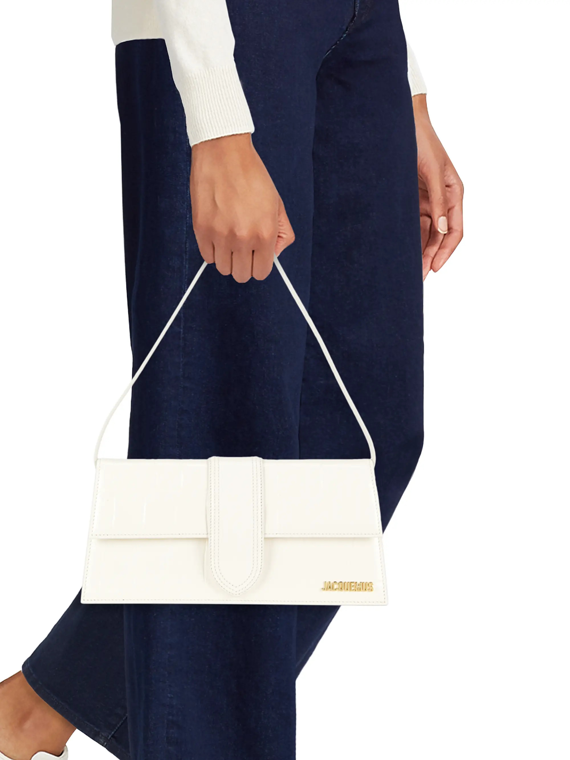 Le Bambino Long Crocodile-Embossed Leather Shoulder Bag | Saks Fifth Avenue