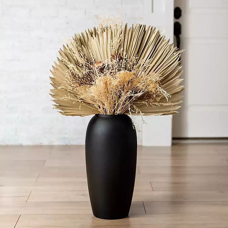 Dried Fan Leaf Arrangement in Black Vase, 36 in. | Kirkland's Home