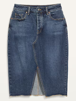 Higher-High Waisted Split-Front Midi Jean Pencil Skirt for Women | Old Navy (US)