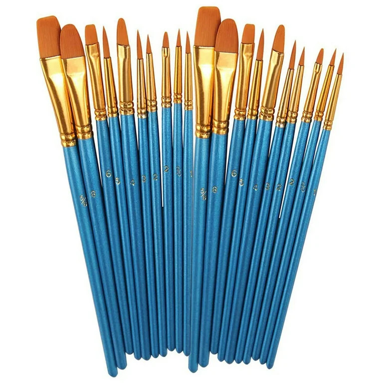 Moocorvic Clearance! Acrylic Paint Brush Set 2Packs/20 Pcs Nylon Hair Brushes For All Purpose Oil | Walmart (US)