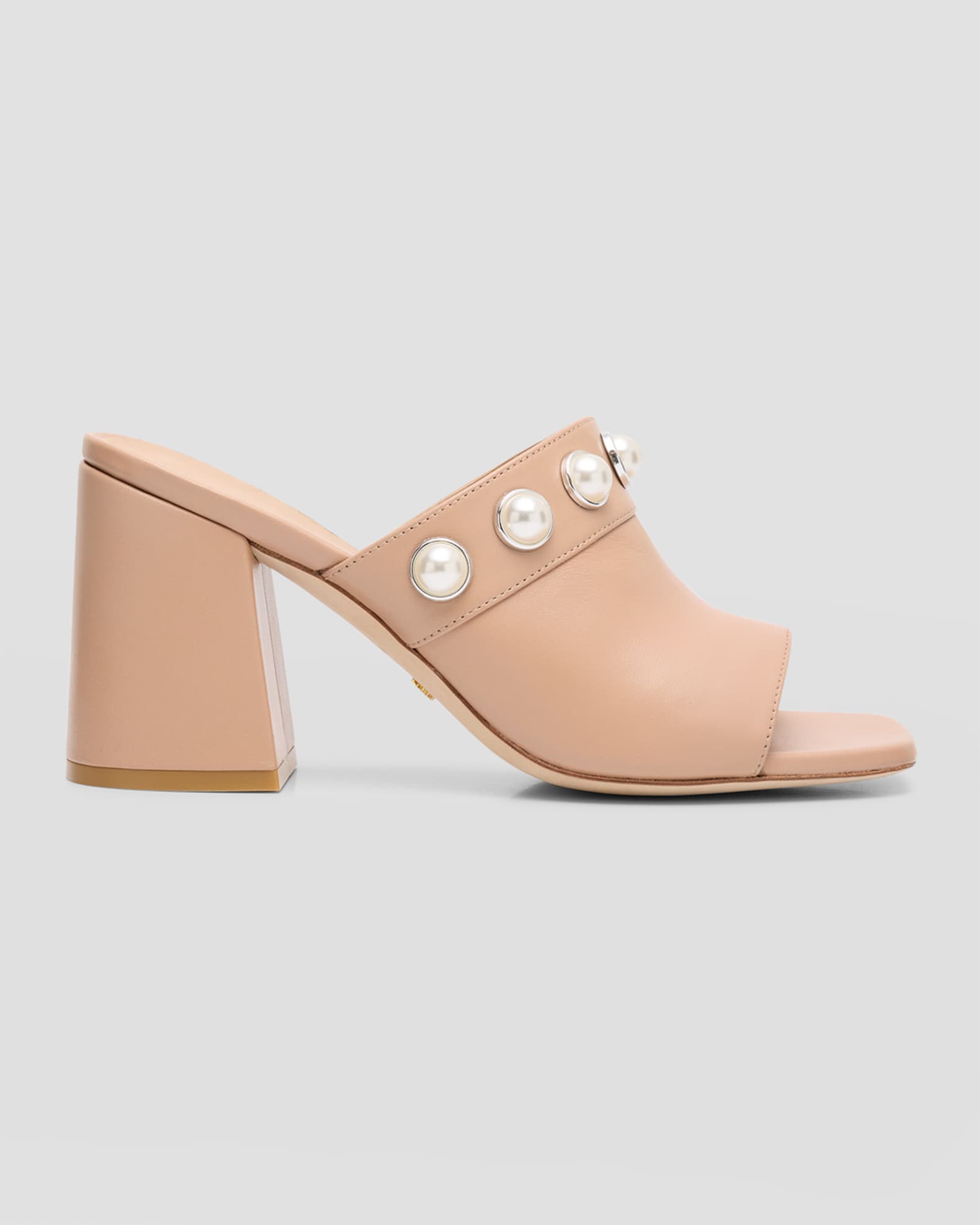 Portia Leather Pearly Mule Sandals | Neiman Marcus