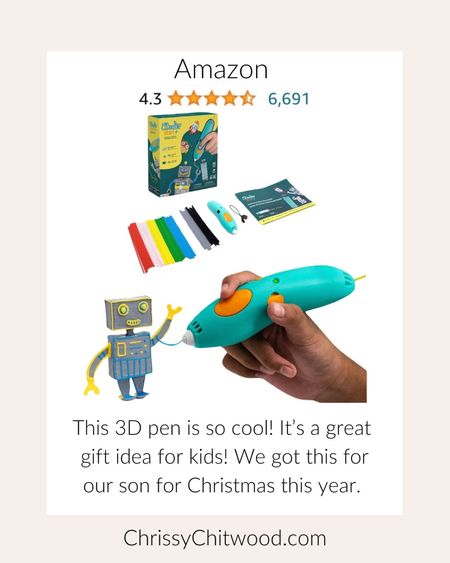 This 3D pen is so cool! It’s a great gift idea for kids! We got this for our son for Christmas this year. 

Amazon find, kids’ gift ideas, stocking stuffer, gifts for boys or girls

#LTKfamily #LTKGiftGuide #LTKkids