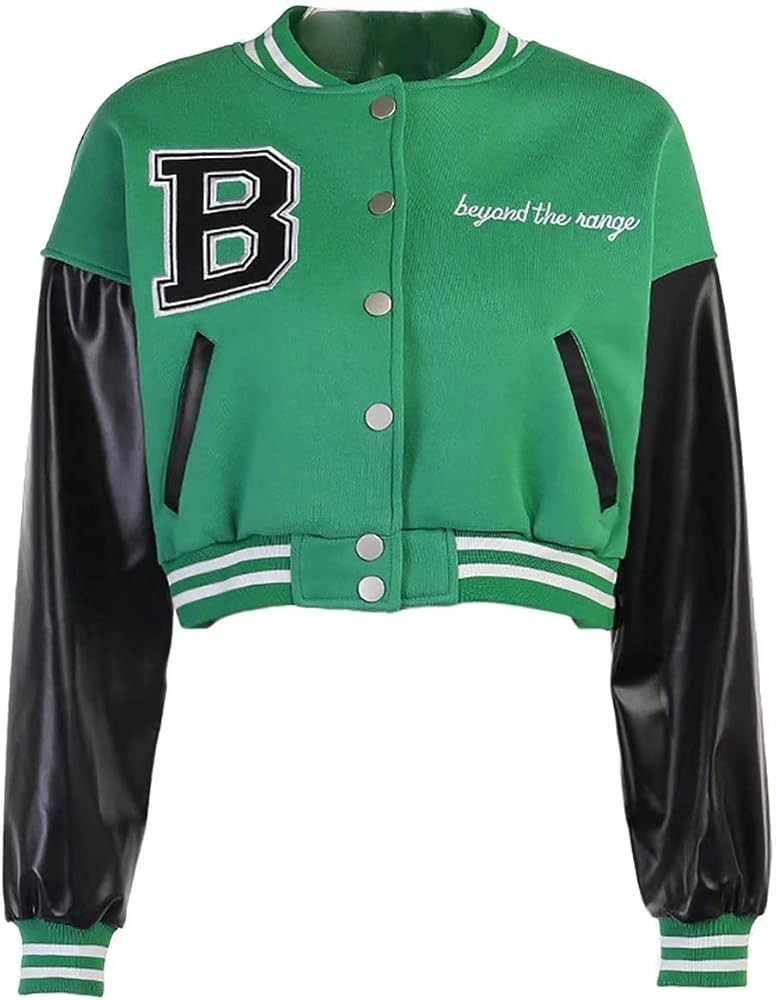 ACEFAST INC Womens Varsity Jacket Cropped Letterman Baseball Bomber Jacket Vintage Y2k Streetwear... | Amazon (US)
