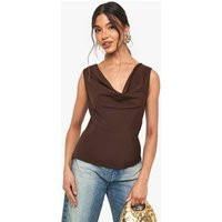 Womens Woven Cowl Neck Top - Brown - 10 | boohoo (US & Canada)