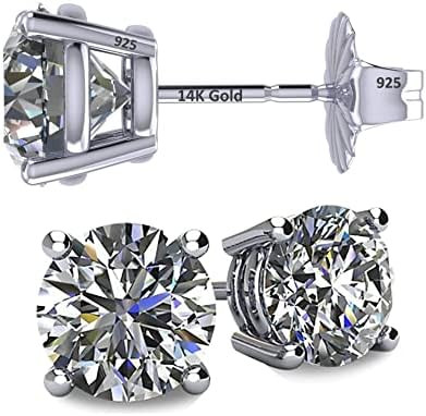 14K Solid Gold Post Made with Swarovski Zirconia Simulated Diamond Stud Earrings (.30ct–8.00ct) | Amazon (US)