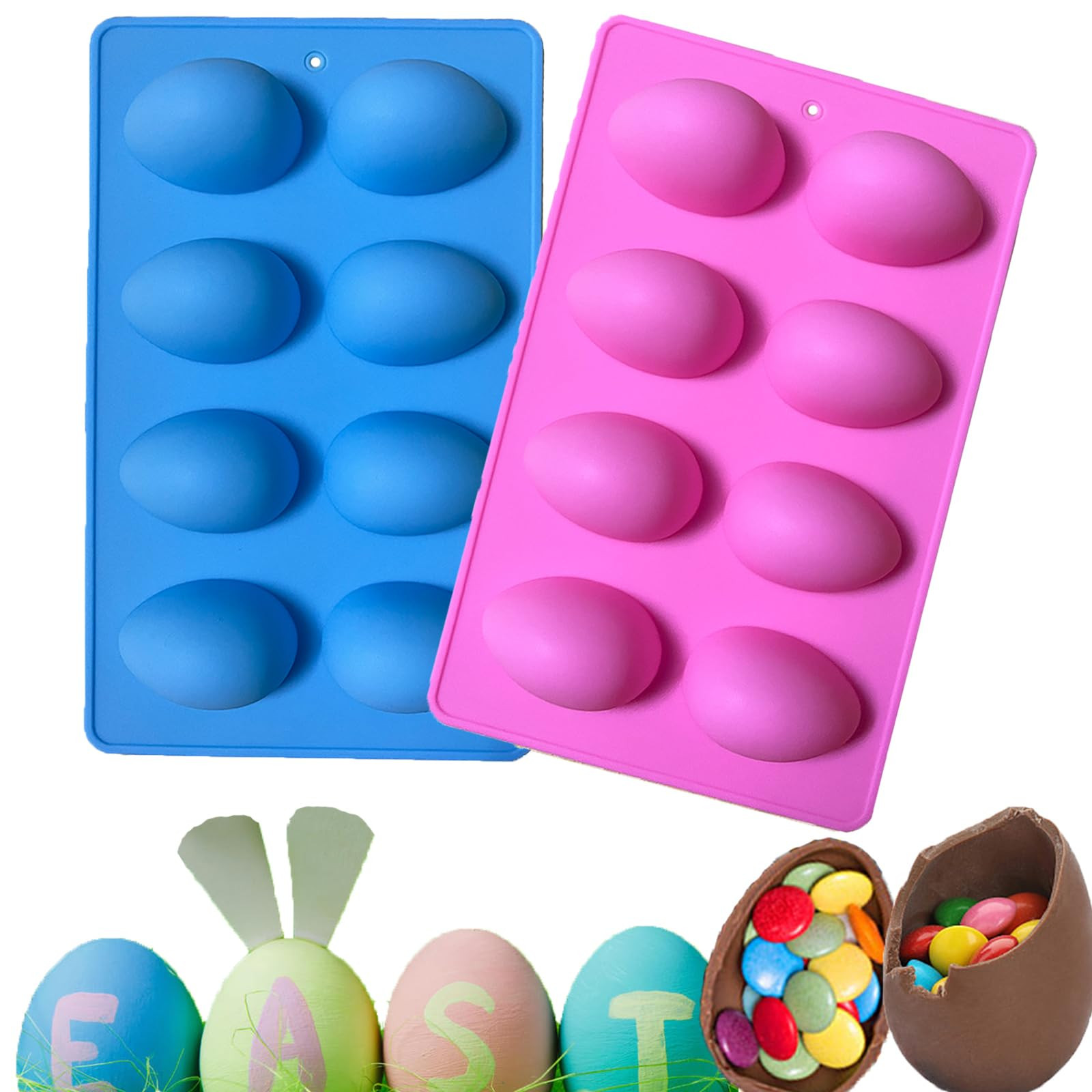 Easter Egg Molds 2 Pack Silicone Egg Molds, Easter Egg Silicone Molds for Chocolate, Easter Choco... | Amazon (US)