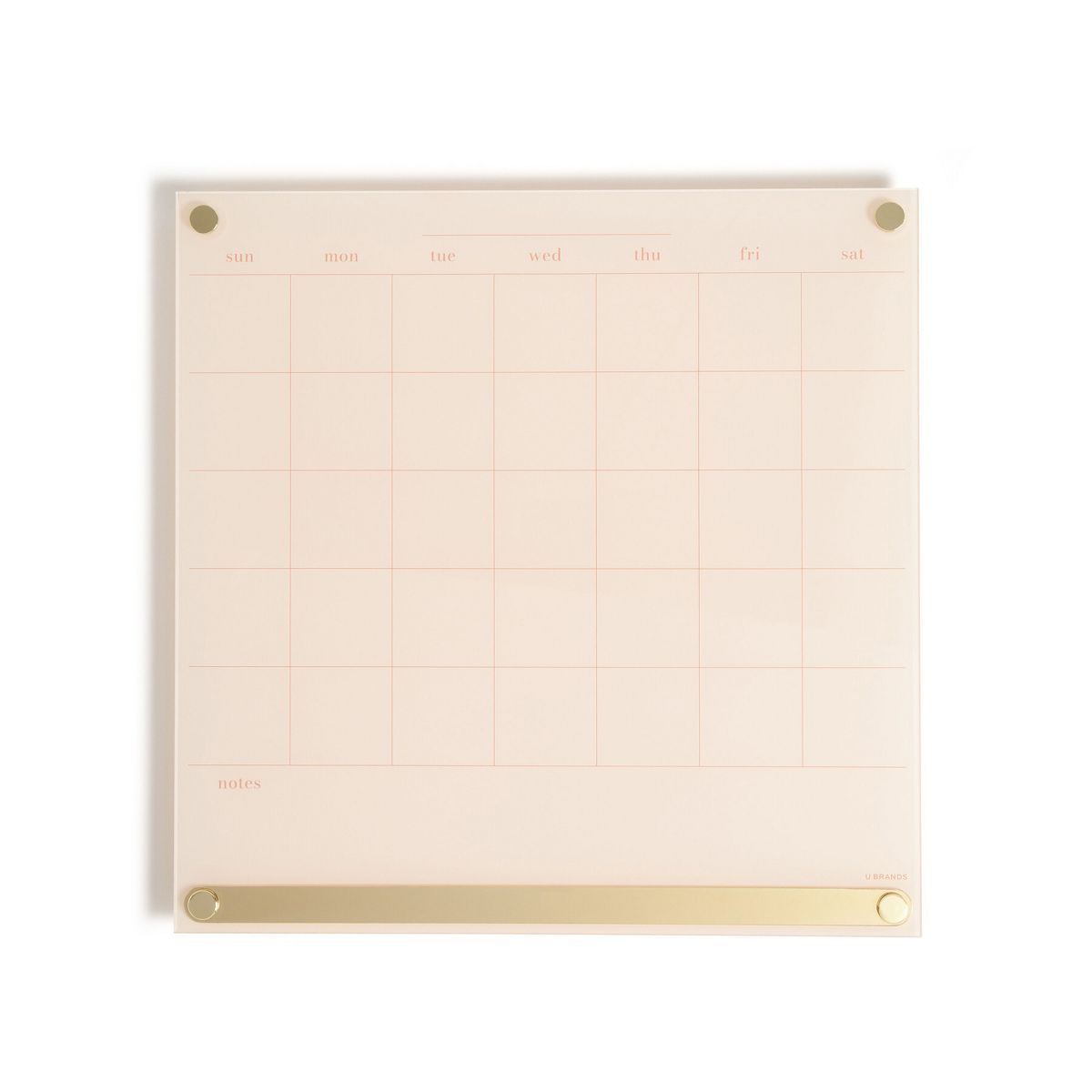 U Brands 16"x16" Acrylic Dry Erase Calendar with Metal Bulletin Strip Cream/Gold | Target