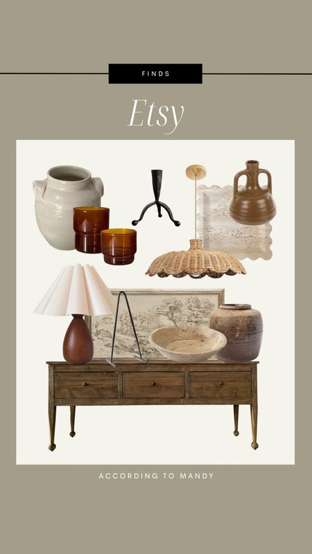 Etsy finds + faves! 

etsy home decor, etsy finds, unique lighting, vintage glassware, won’t age finds, candle, iron candlestick, travertine tray, vintage stoneware, vintage vase, wood bowl, pleated lamp, wood lamp, iron stand, art, wood console table, etsy 

#LTKHome #LTKFindsUnder100 #LTKStyleTip