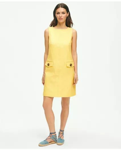 Crewneck Shift Dress In Basketwoven Cotton | Brooks Brothers