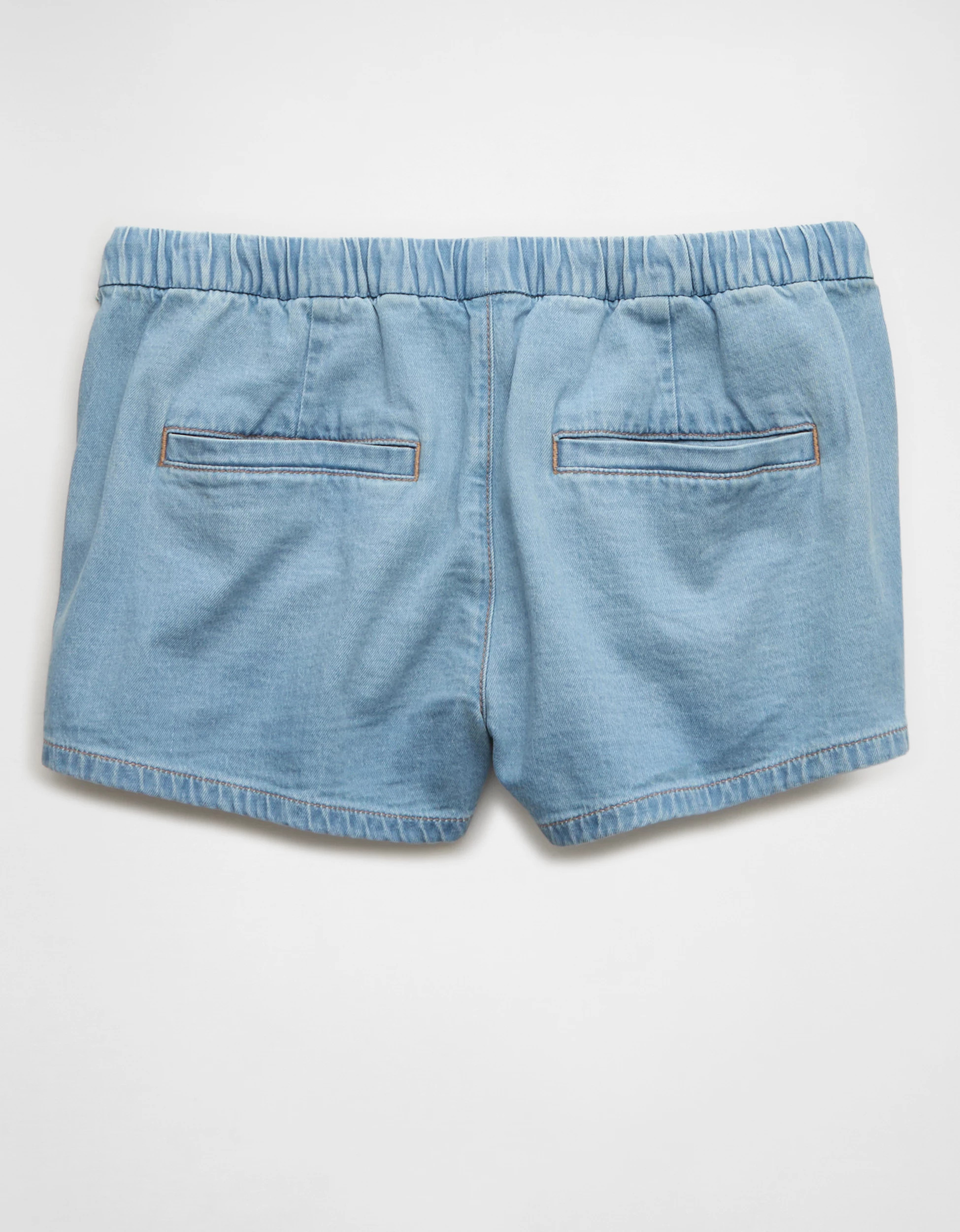 AE Stretch Low-Rise Ruffle Trim Chambray Short | American Eagle Outfitters (US & CA)
