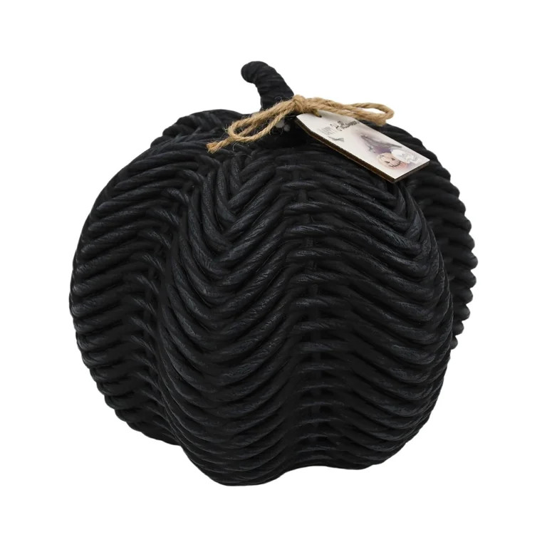 Woven Pumpkin Decoration, Black, 7", Halloween by Way To Celebrate | Walmart (US)