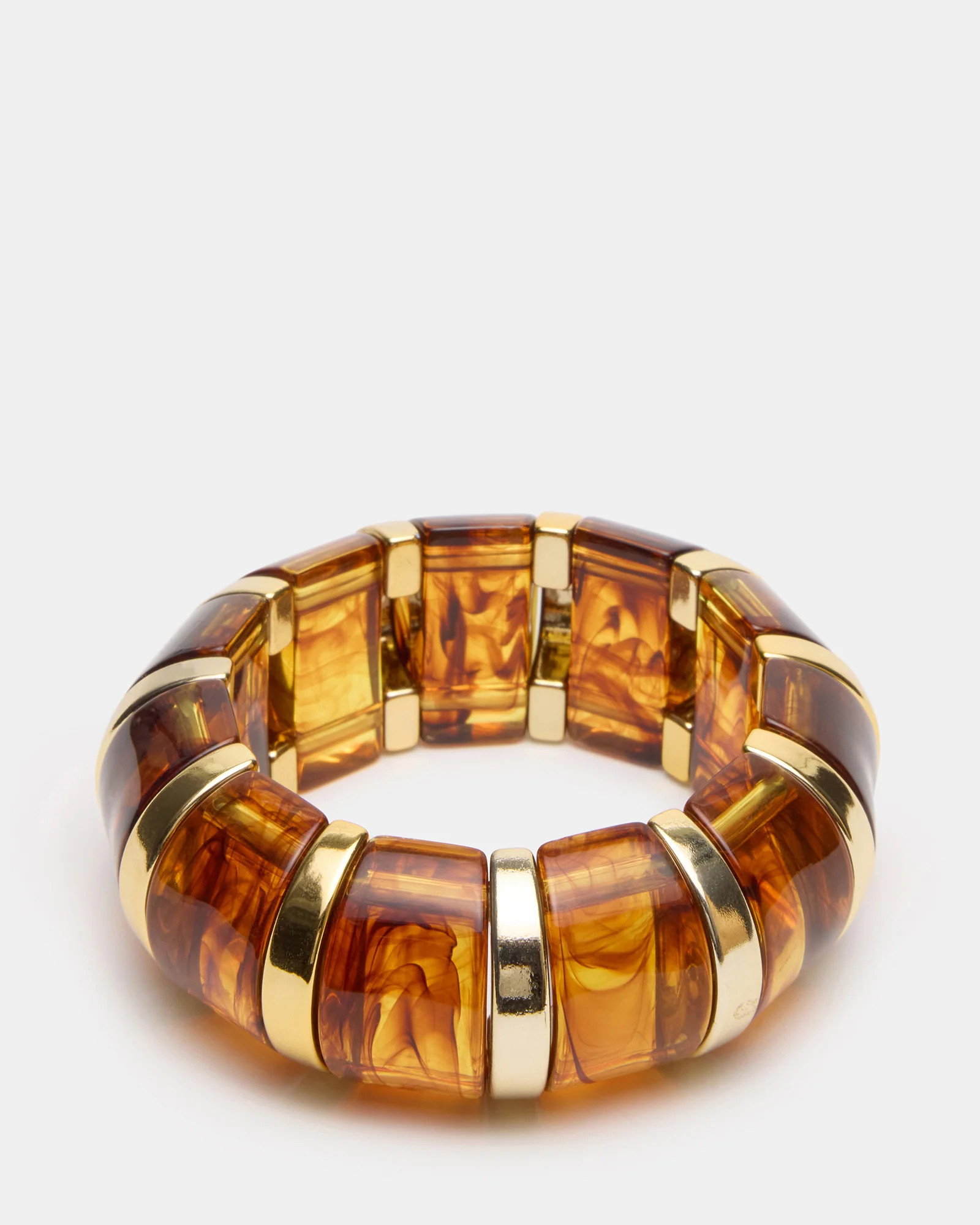 RESIN Brown Gold Detail Bangle Stretch Bracelet | Steve Madden (US)