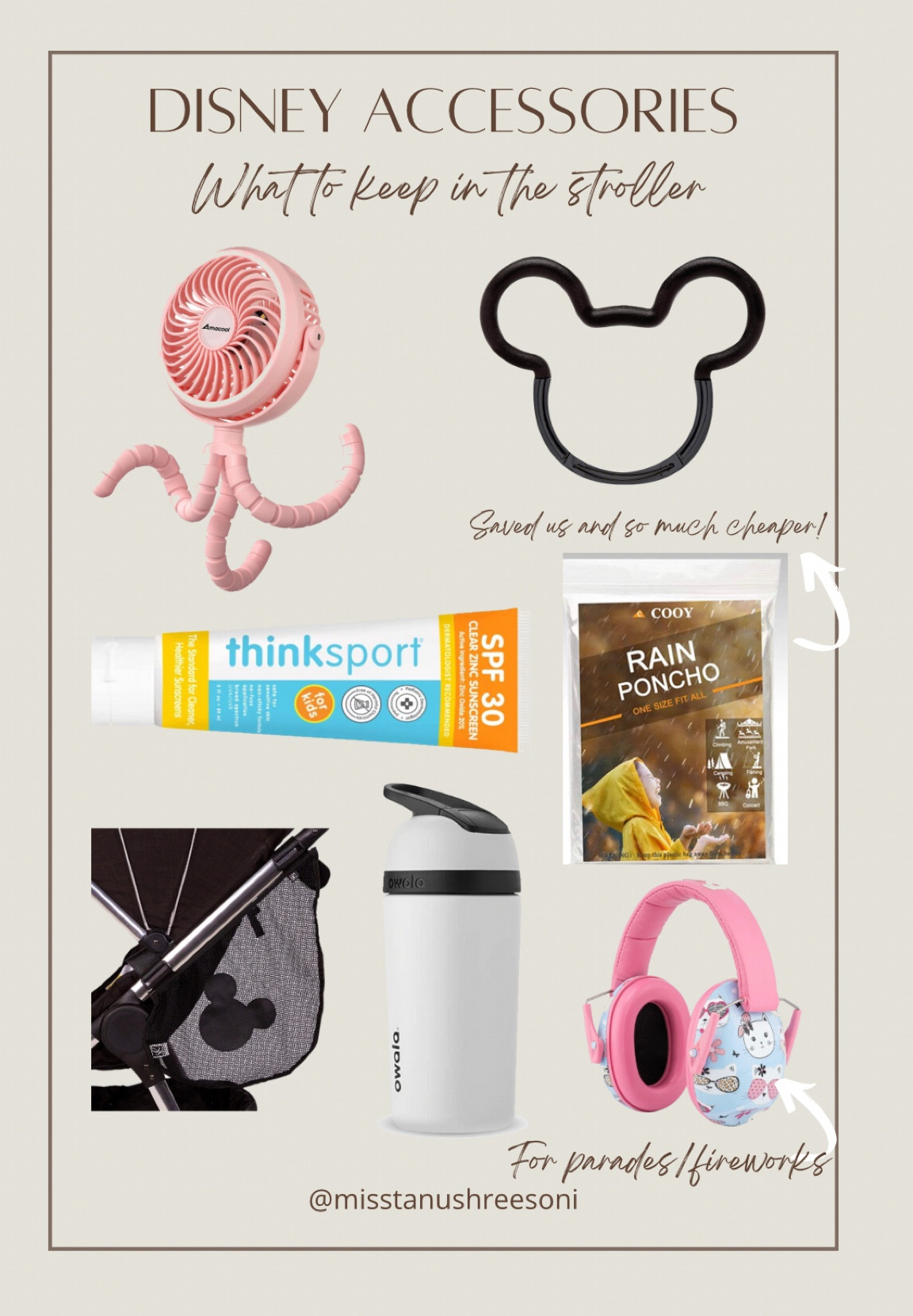 Kept all these in our stroller at all times during our Disney trip! The ponchos saved us from getting soaked, the extra storage was much needed and my toddler needed the fan in the heat! Also the headphones worked so well for parades/fireworks ✨💥

#LTKFind #LTKunder50