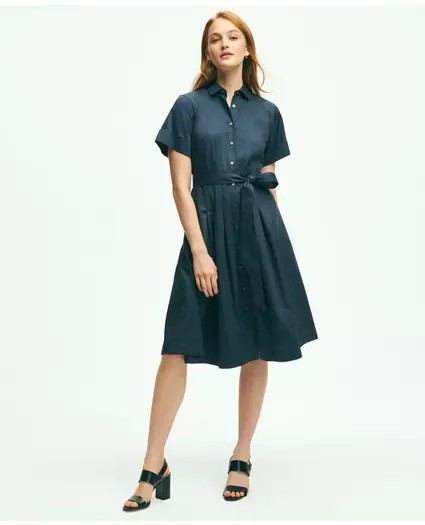 Signature A-Line Cotton Sateen Shirt Dress | Brooks Brothers