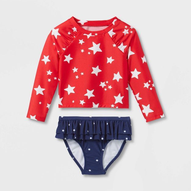 Toddler Girls' Star Print Long Sleeve Rash Guard Set - Cat & Jack™ | Target