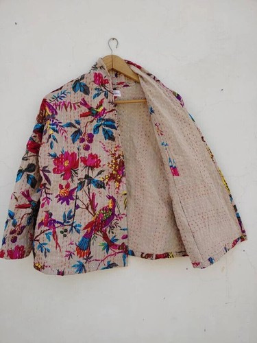 New indigo kantha quilted short kimono women wear vintage coat festival fashion | eBay UK