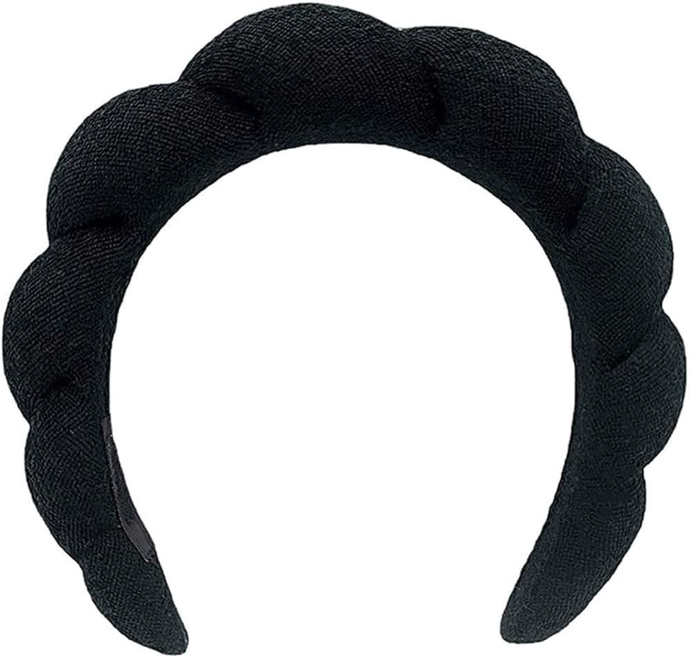 Yiwafu Spa Headband for Women, Sponge Headband for Washing Face, Makeup Headband, Skincare Headbands for Makeup Removal, Shower, Hair Accessories, Terry Cloth Headbands for Women(Black) | Amazon (US)