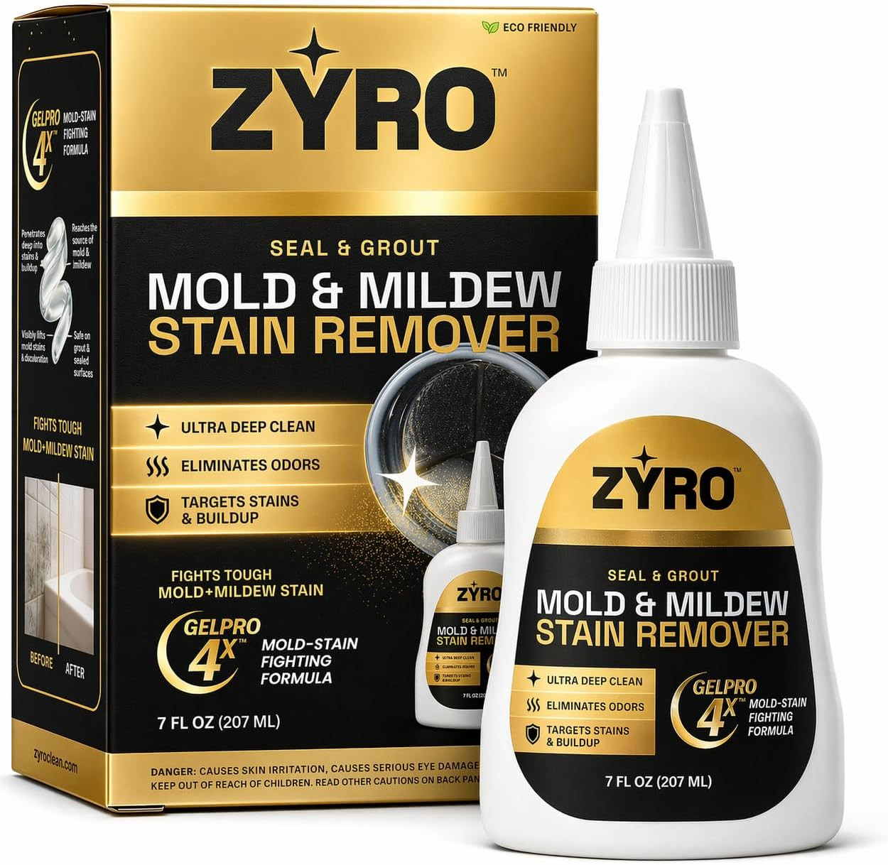 Zyro Mold Stain Remover Gel | Heavy Duty Mold & Mildew Stain Remover | Tile, Grout & Caulk Cleaner | Front Load Washing Machine Seal Cleaner | Bathroom Shower Cleaner | 7 Oz | Amazon (US)