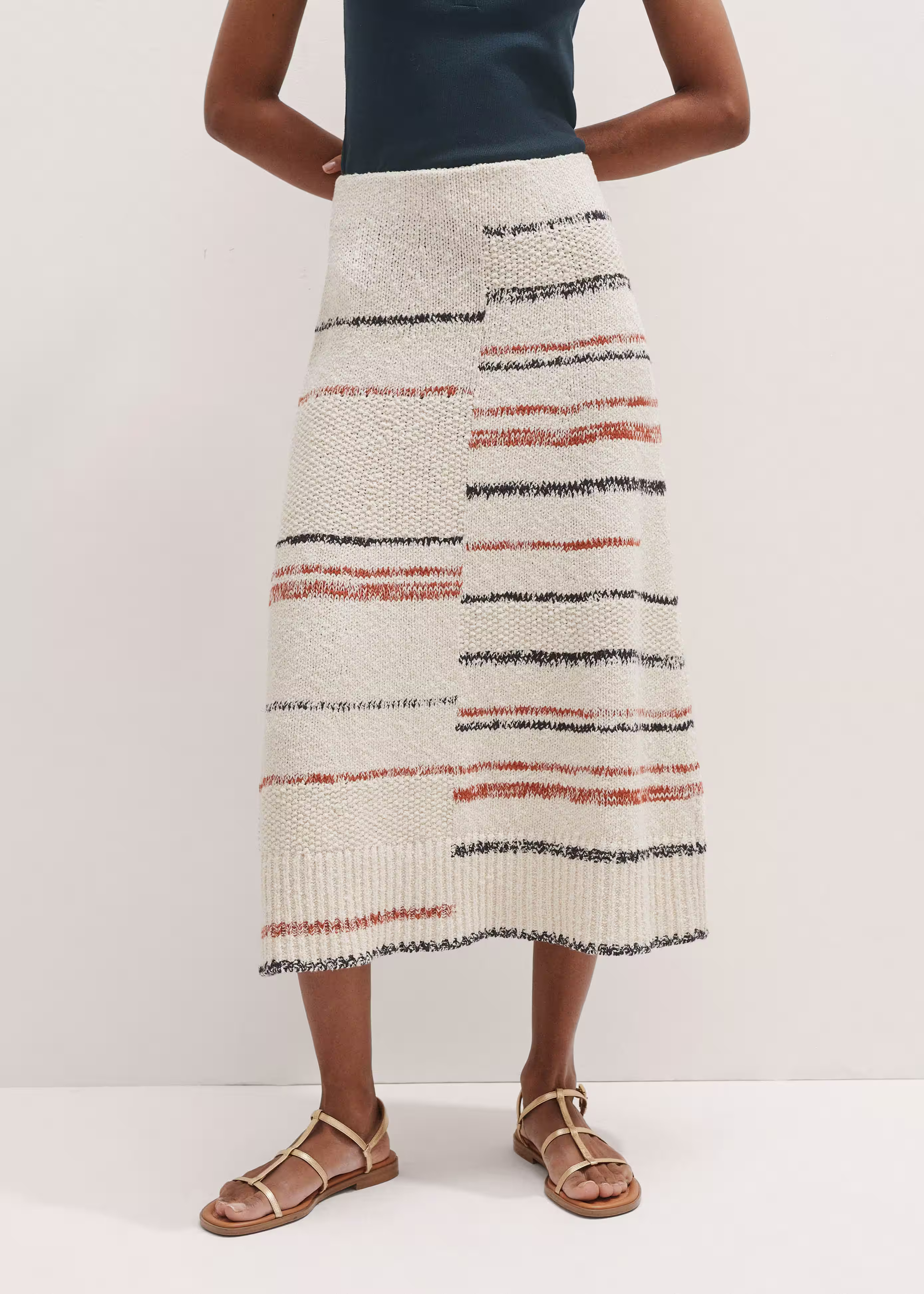 Cotton Bouclé Stripe Knit Maxi Skirt Cotton Bouclé | ME+EM US