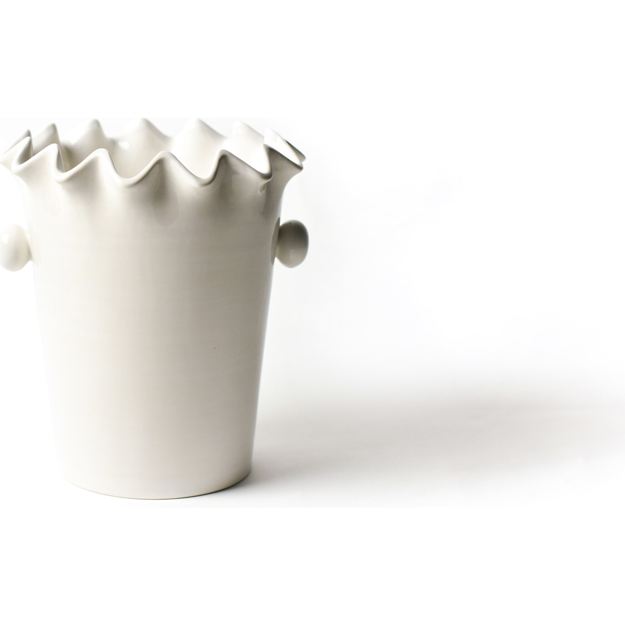 Signature White Ruffle Ice Bucket | Maisonette