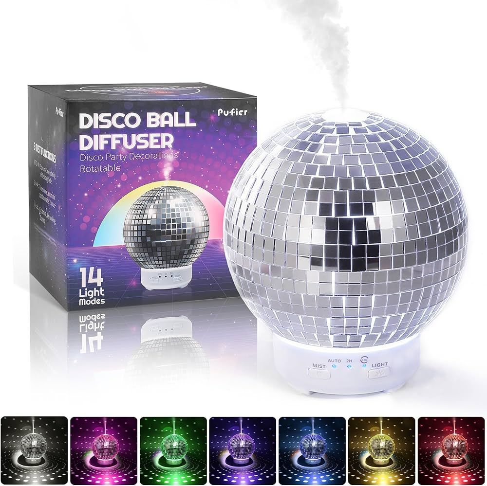 Disco Ball Diffuser Rotatable with 7 Color Mood Light - Disco Ball Decor Multi-Purpose Disco Diff... | Amazon (US)
