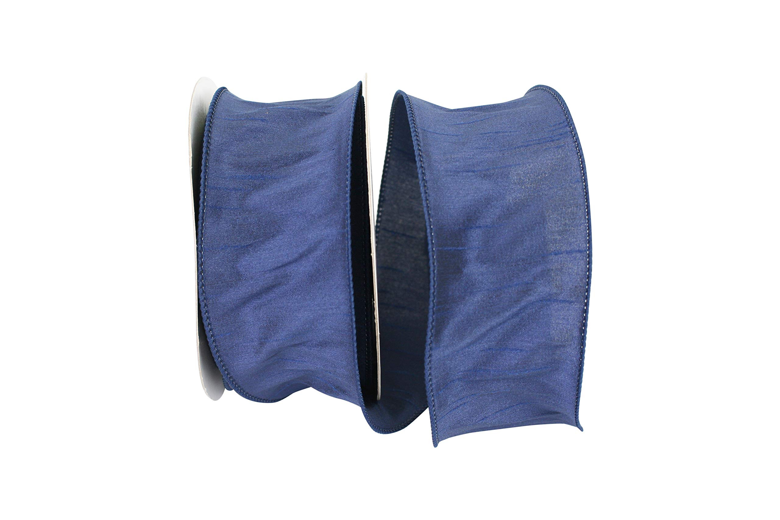 Reliant Ribbon 92975W-055-40H Dupioni Supreme Wired Edge Ribbon, 2-1/2 Inch X 20 Yards, Navy | Amazon (US)