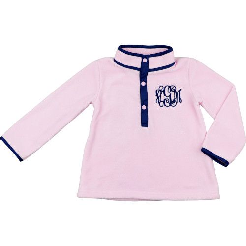 Pink And Navy Fleece Pullover | Cecil and Lou