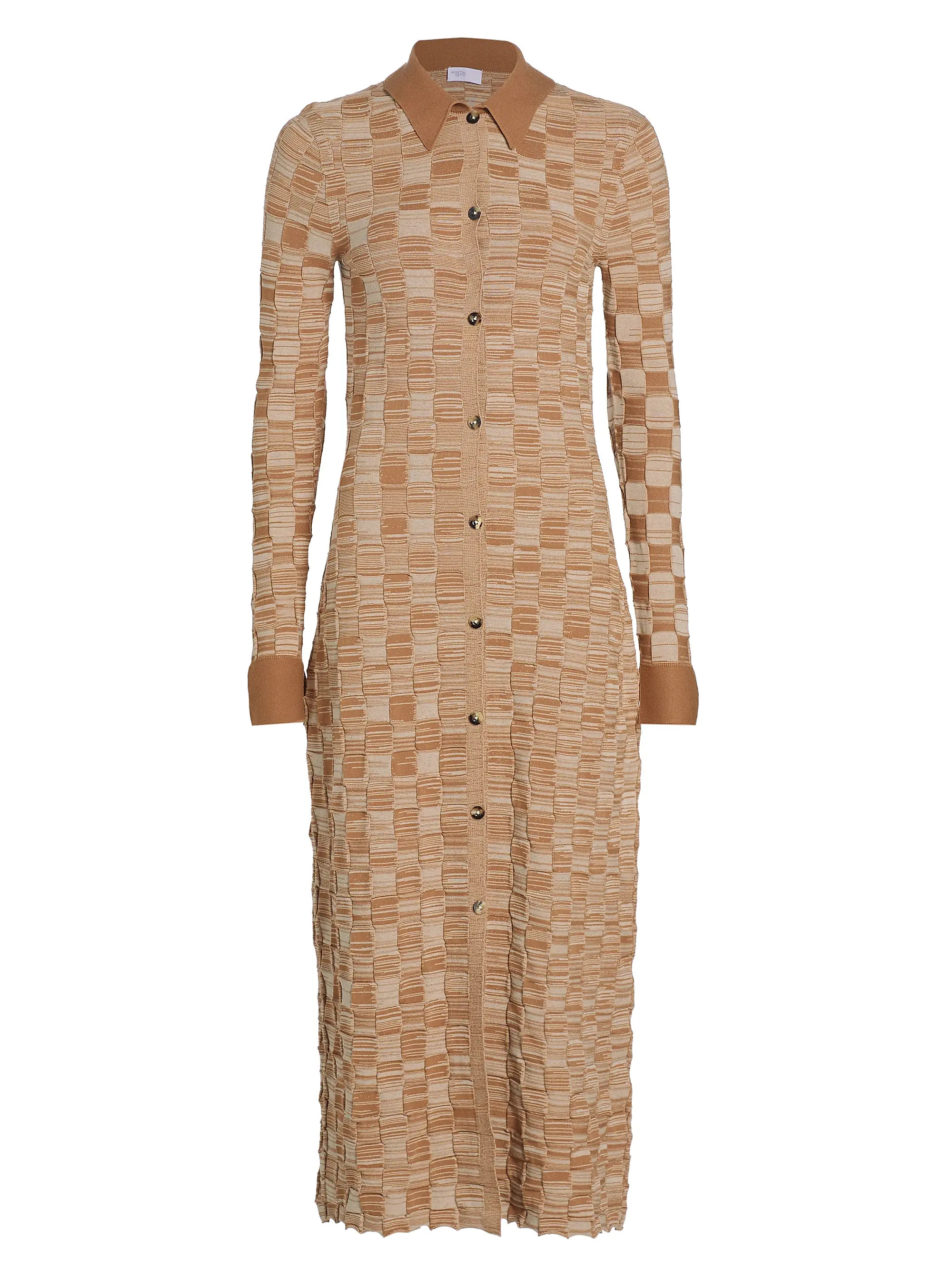 Shop Rosetta Getty Checkered Knit Midi-Dress | Saks Fifth Avenue | Saks Fifth Avenue