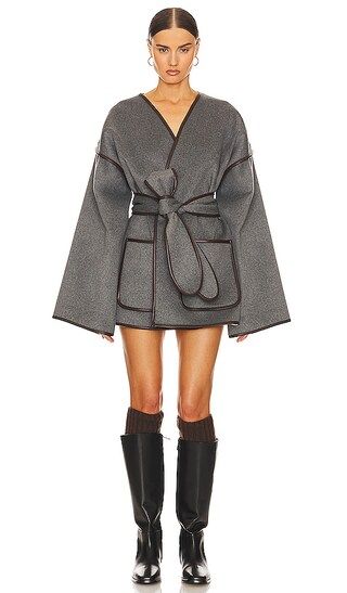 Wool Blend Blanket Coat in Grey | Revolve Clothing (Global)