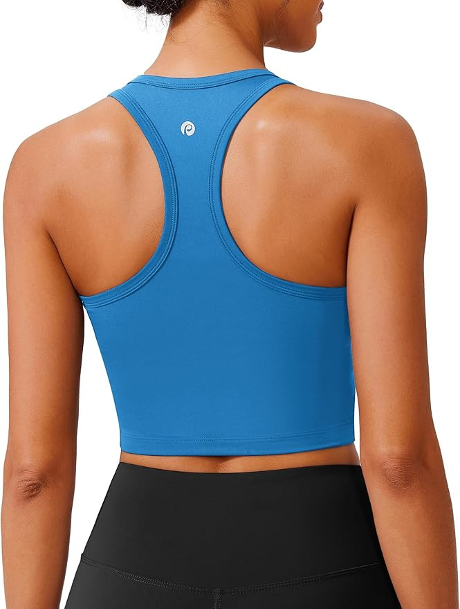 PINSPARK Sports Bra Longline Racerback Tank Tops for Women Padded Workout Yoga Top | Amazon (US)
