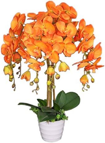 AMERIQUE Unique and Gorgeous Orchid Artificial Silk Flower Plant, 30", Vivid, Pre-Potted, Orange and | Amazon (US)