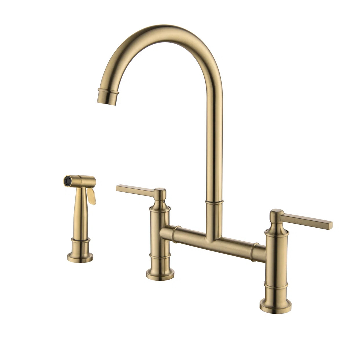 2-Handle Bridge Kitchen Sink Faucet with Side Sprayer RPKF21011BG | Wayfair North America