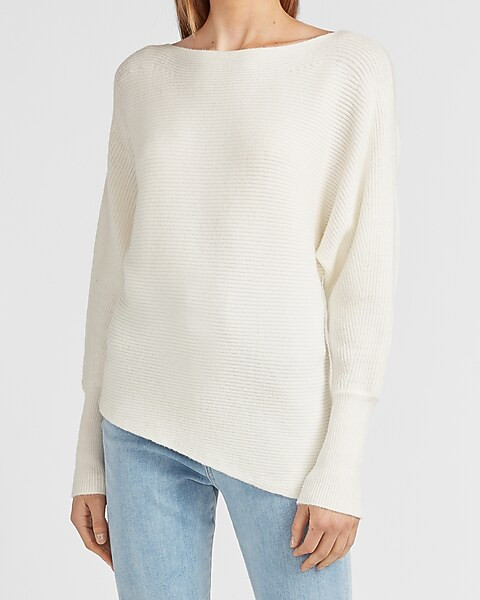Ribbed Asymmetrical Tunic Sweater | Express