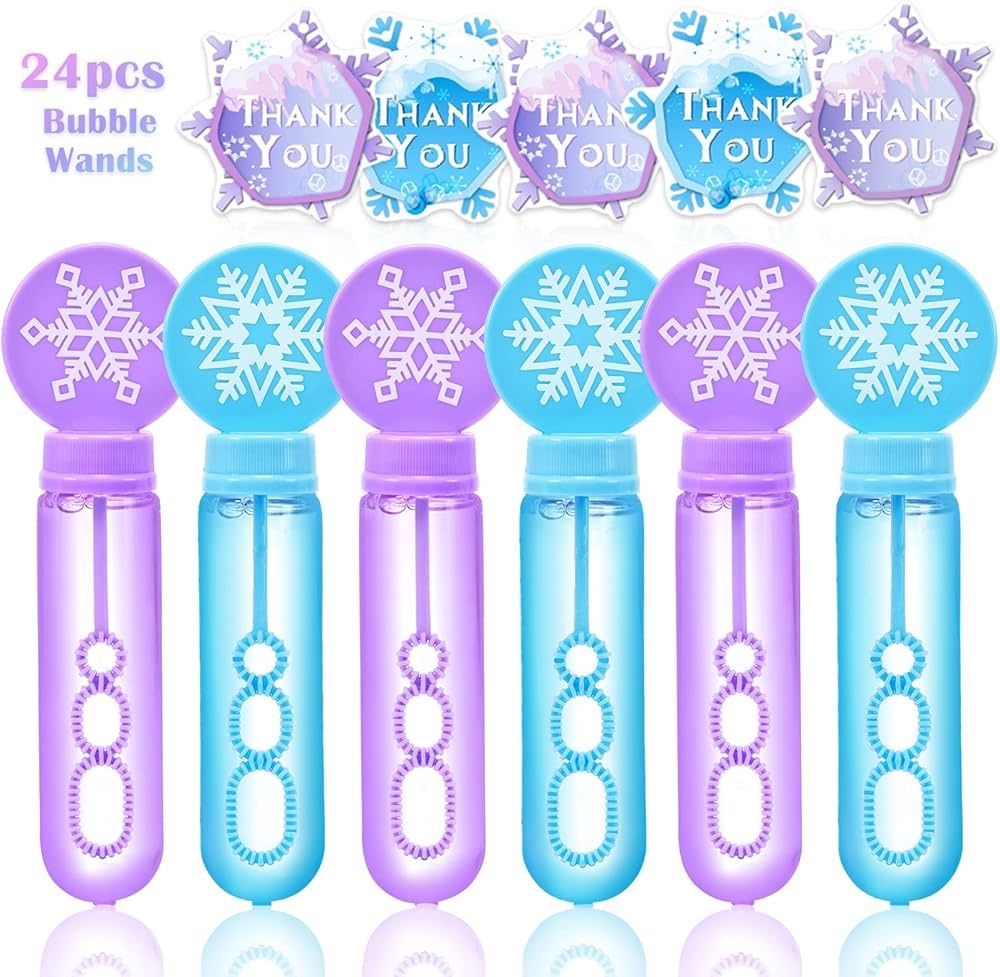 Winrayk 24Pcs Frozen Bubble Wands for Kids Bubbles Party Favors Mini Bubbles Bulk Valentines Day ... | Amazon (US)