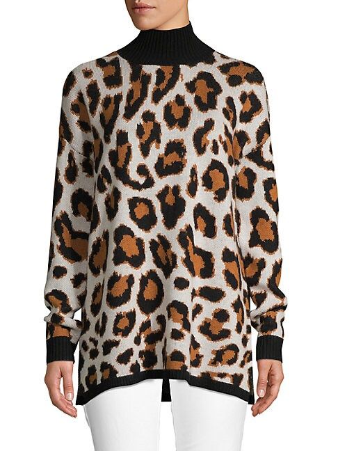 Leopard-Print Turtleneck Wool Blend Sweater | Saks Fifth Avenue OFF 5TH