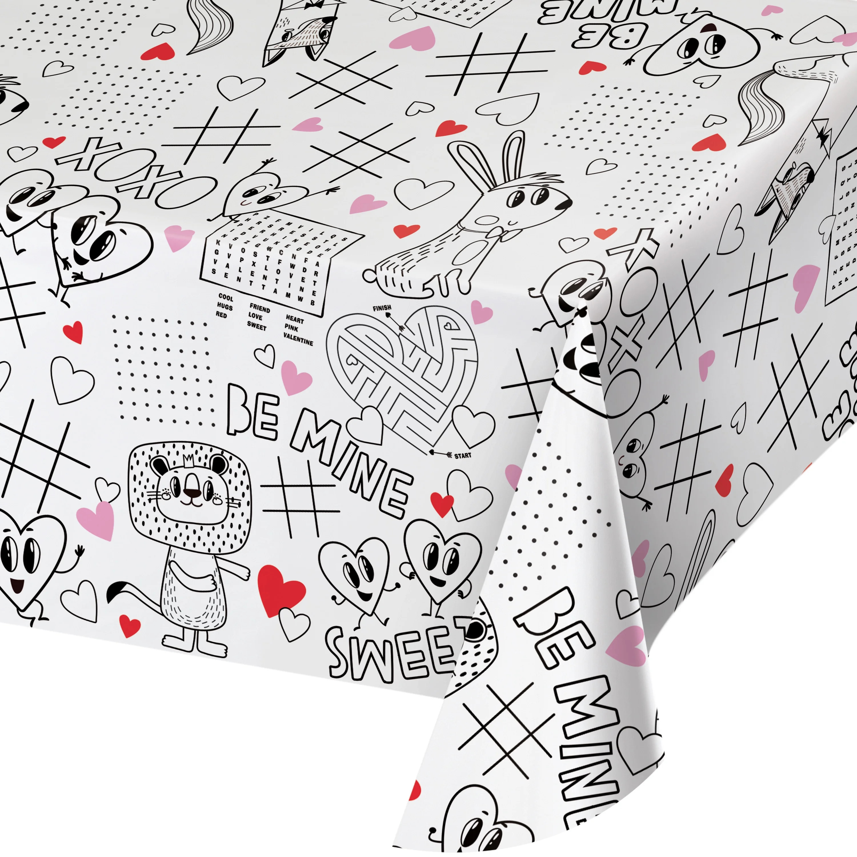 Way to Celebrate! Valentine's Day Paper Activity Tablecloth 54 in x 84 in, 1 Ct, Multicolor, Part... | Walmart (US)