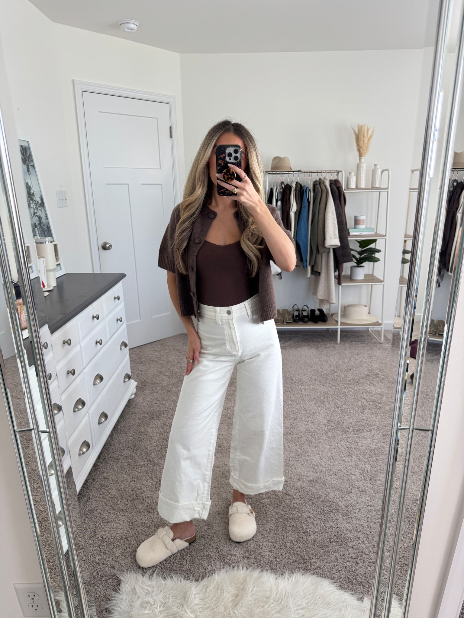 casual early fall ootd 
+ sweater top: xs 
+ bodysuit: xs 
+ jeans: 00 
+ Sherpa clogs: true to size 

#LTKFindsUnder100 #LTKFindsUnder50 #LTKSeasonal