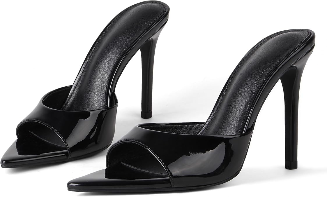 Womens Sandals Open Toe Stiletto High Heeled Slip On Dress Mules | Amazon (US)
