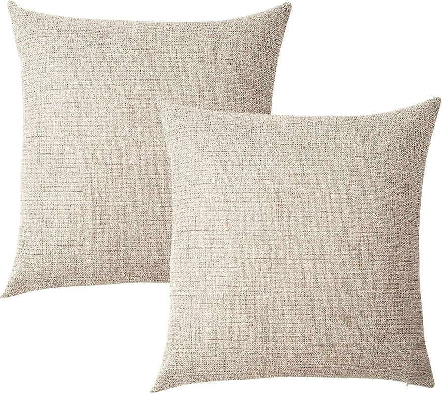 SHANLUO Throw Pillow Covers 20x20 - Decorative Pillows for Couch Set of 2 Rustic Burlap Linen Cus... | Amazon (US)
