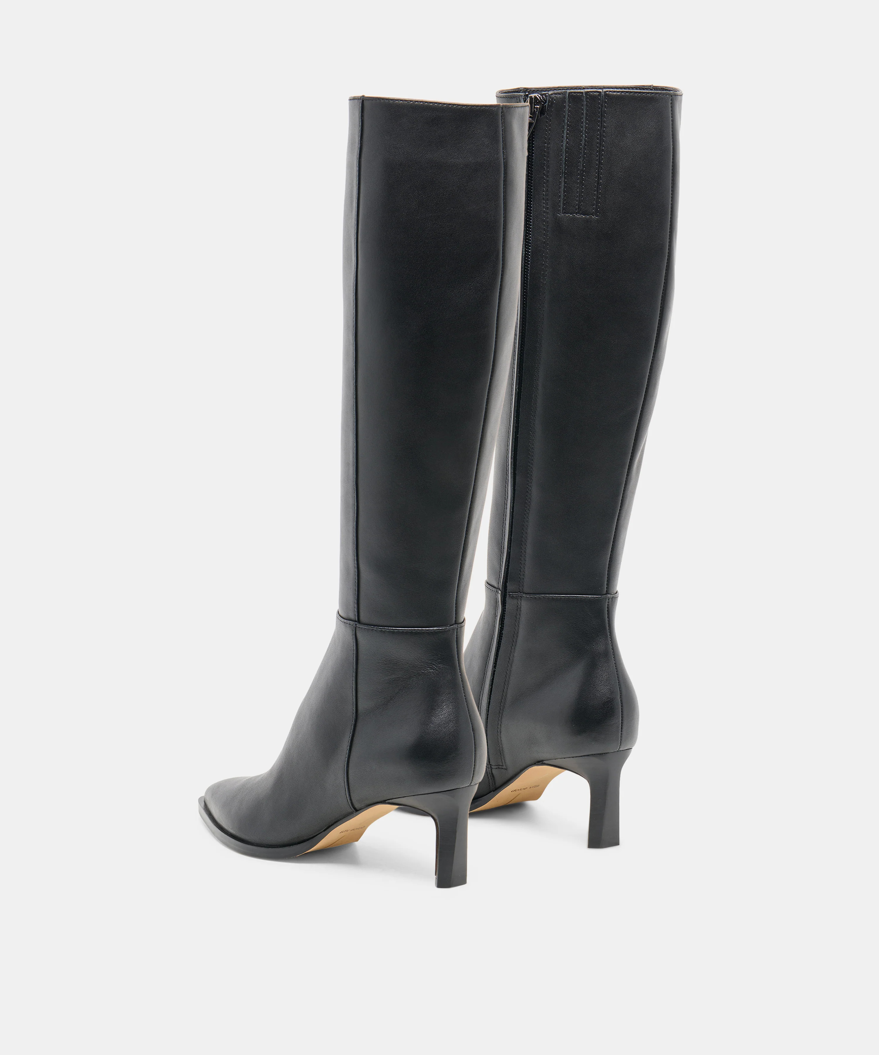 ALIMA Narrow Calf Black Leather Kitten-Heel Knee-High Boots | Dolce Vita | DolceVita.com