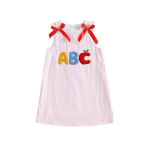 Yuufuniy Baby Girl Back to School Outfit Toddler Summer Tank Dress Clothes (Pink, 6-7 Years) | Amazon (US)